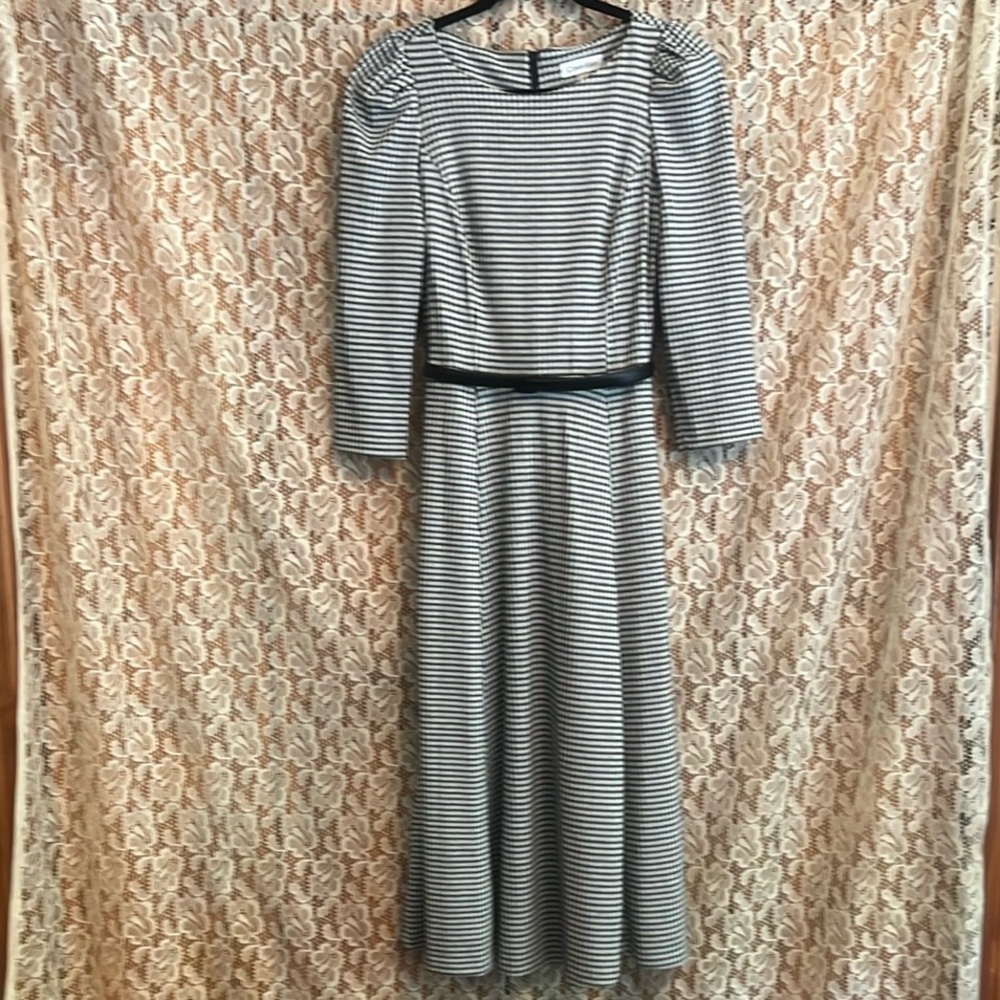 Calvin Klein Houndstooth Belted Dress